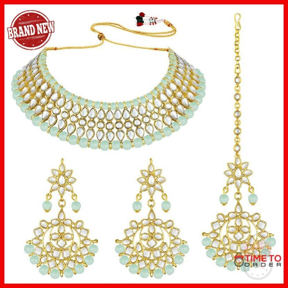 Gold Plated Kundan Studded Choker Necklace Set for Women